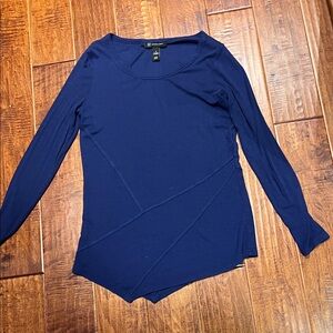 INC International Concepts Deep Blue Asymmetrical Long Sleeve Top